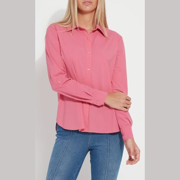 Lysse Roll Tab Connie Blouse in Coral Rose Size Small - Picture 1 of 9